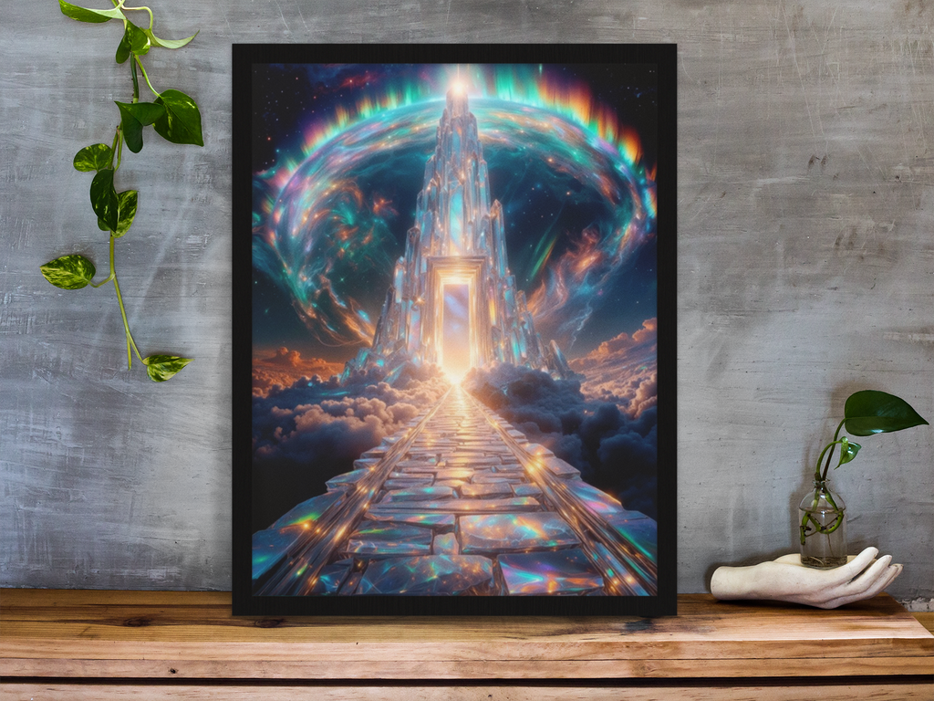 Luminous Crystal Gateway | Iridescent Aurora Tower | High-Resolution Digital Download