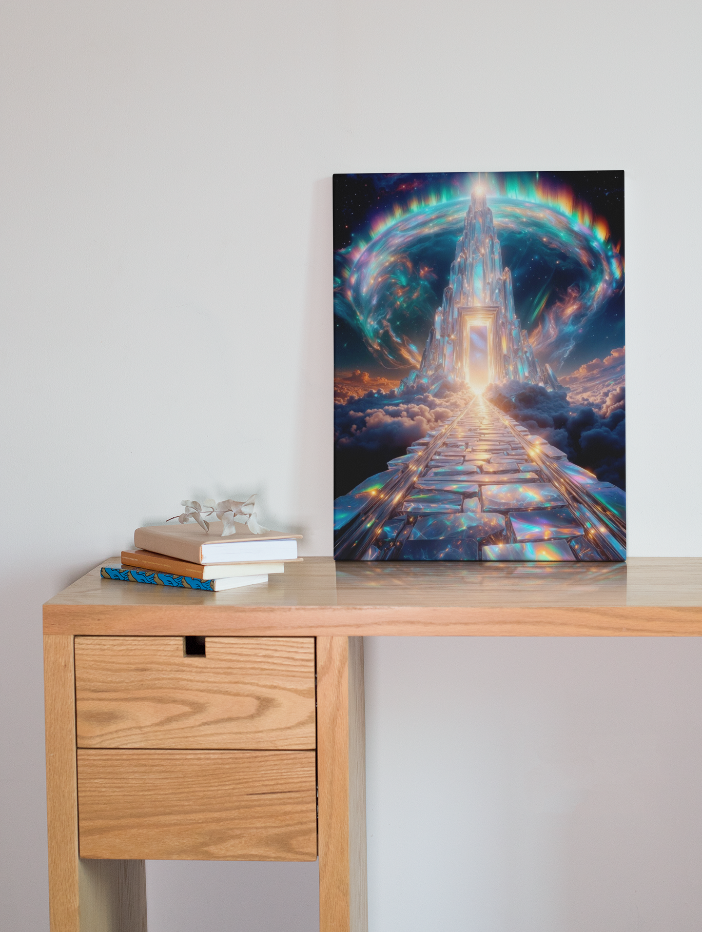 Luminous Crystal Gateway | Iridescent Aurora Tower | High-Resolution Digital Download