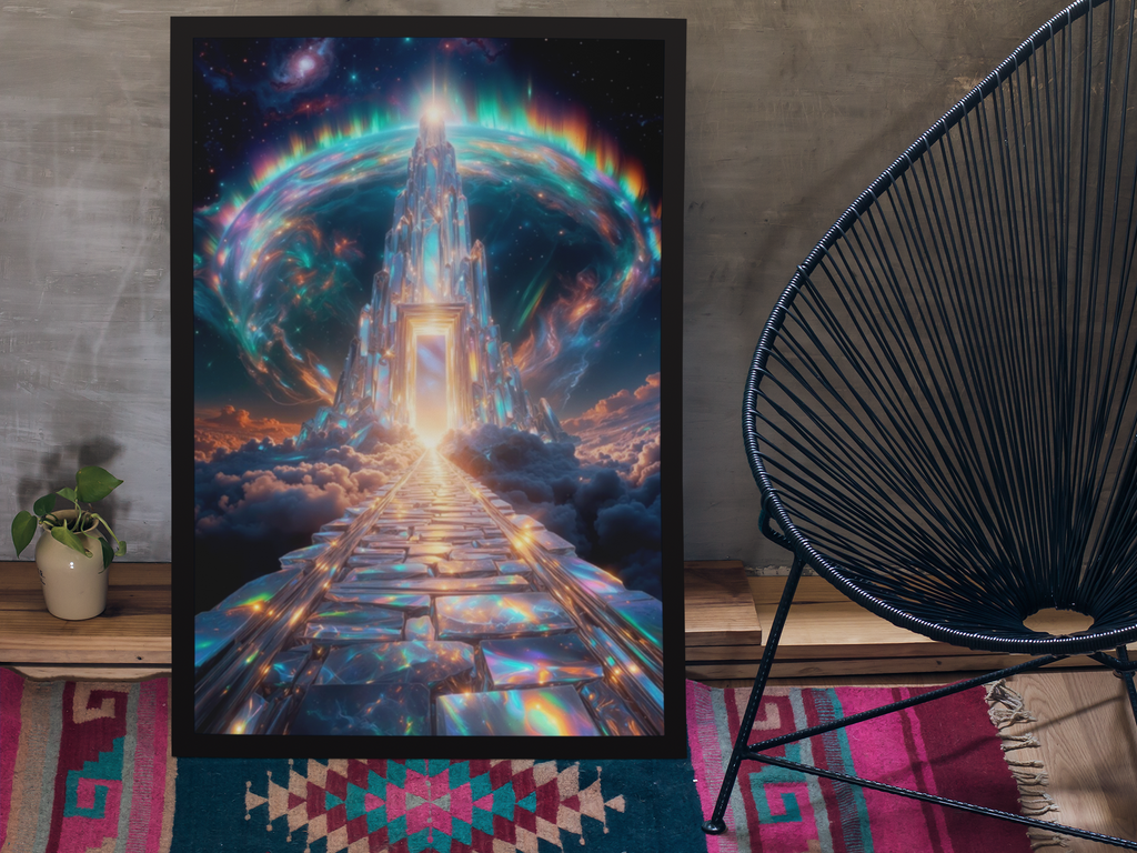 Luminous Crystal Gateway | Iridescent Aurora Tower | High-Resolution Digital Download