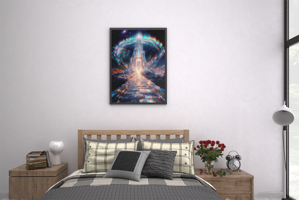Luminous Crystal Gateway | Iridescent Aurora Tower | High-Resolution Digital Download