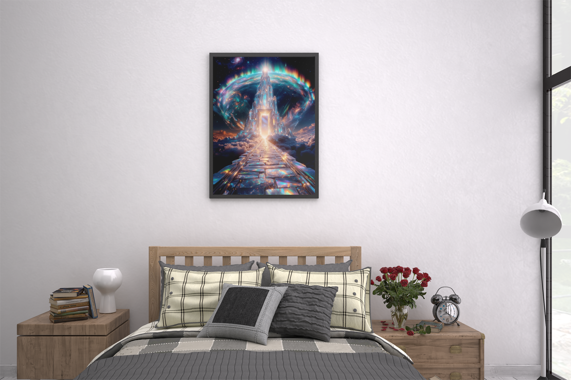 Luminous Crystal Gateway | Iridescent Aurora Tower | High-Resolution Digital Download