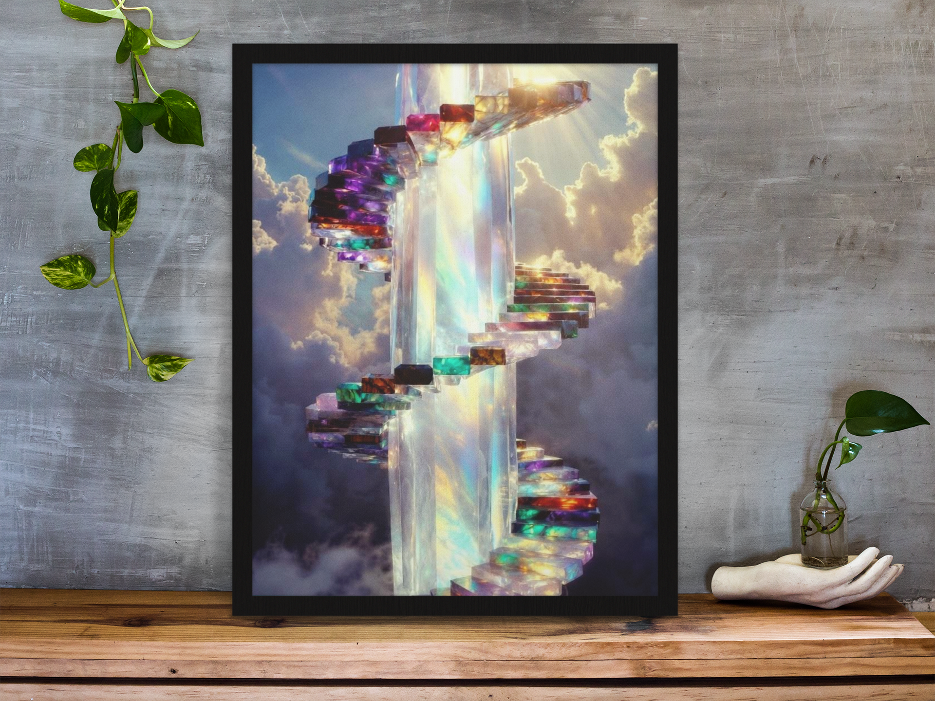 Radiant Gemstone Spiral Tower | Ethereal Crystal Realm | High-Resolution Digital Download