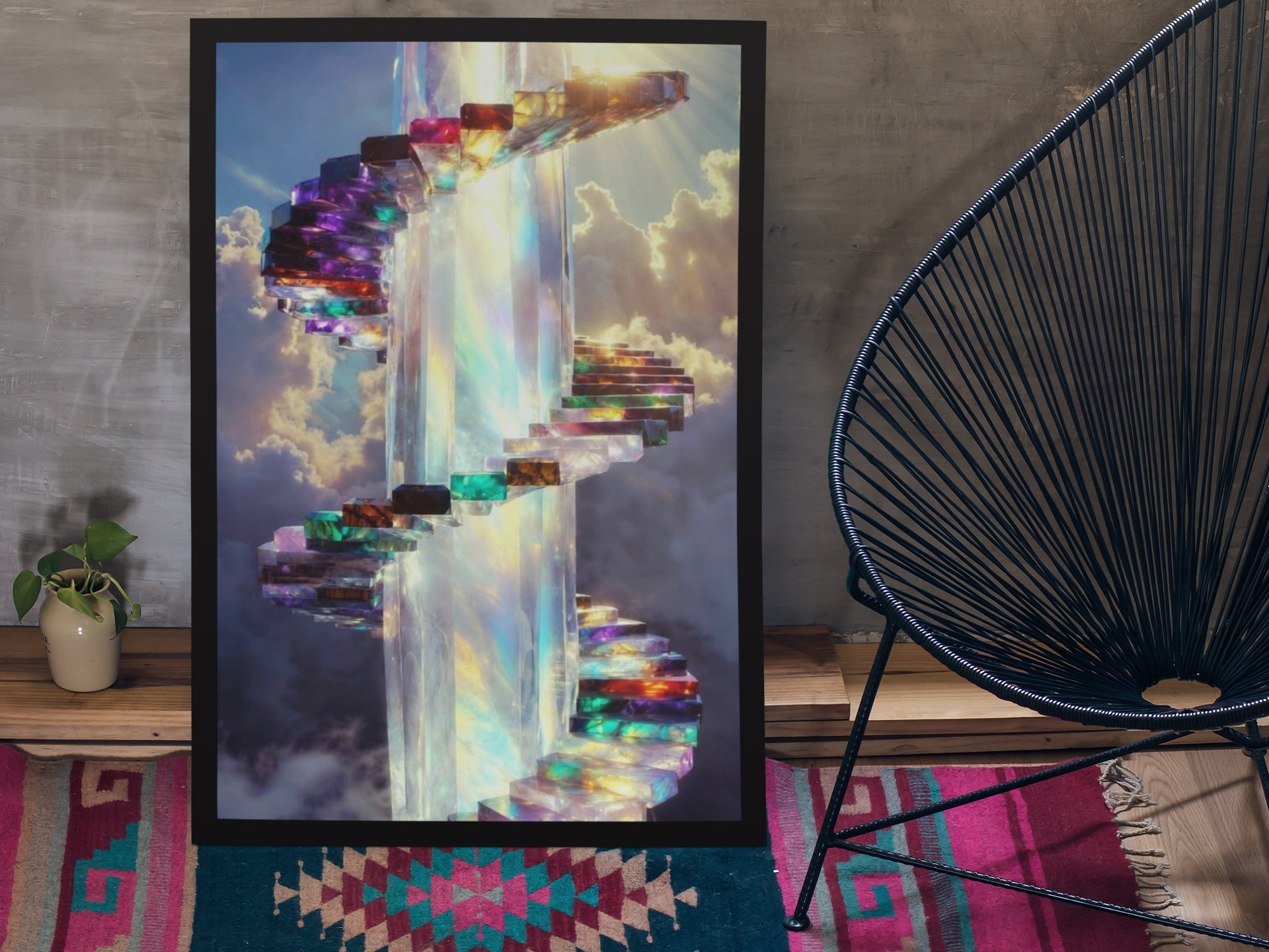 Radiant Gemstone Spiral Tower | Ethereal Crystal Realm | High-Resolution Digital Download