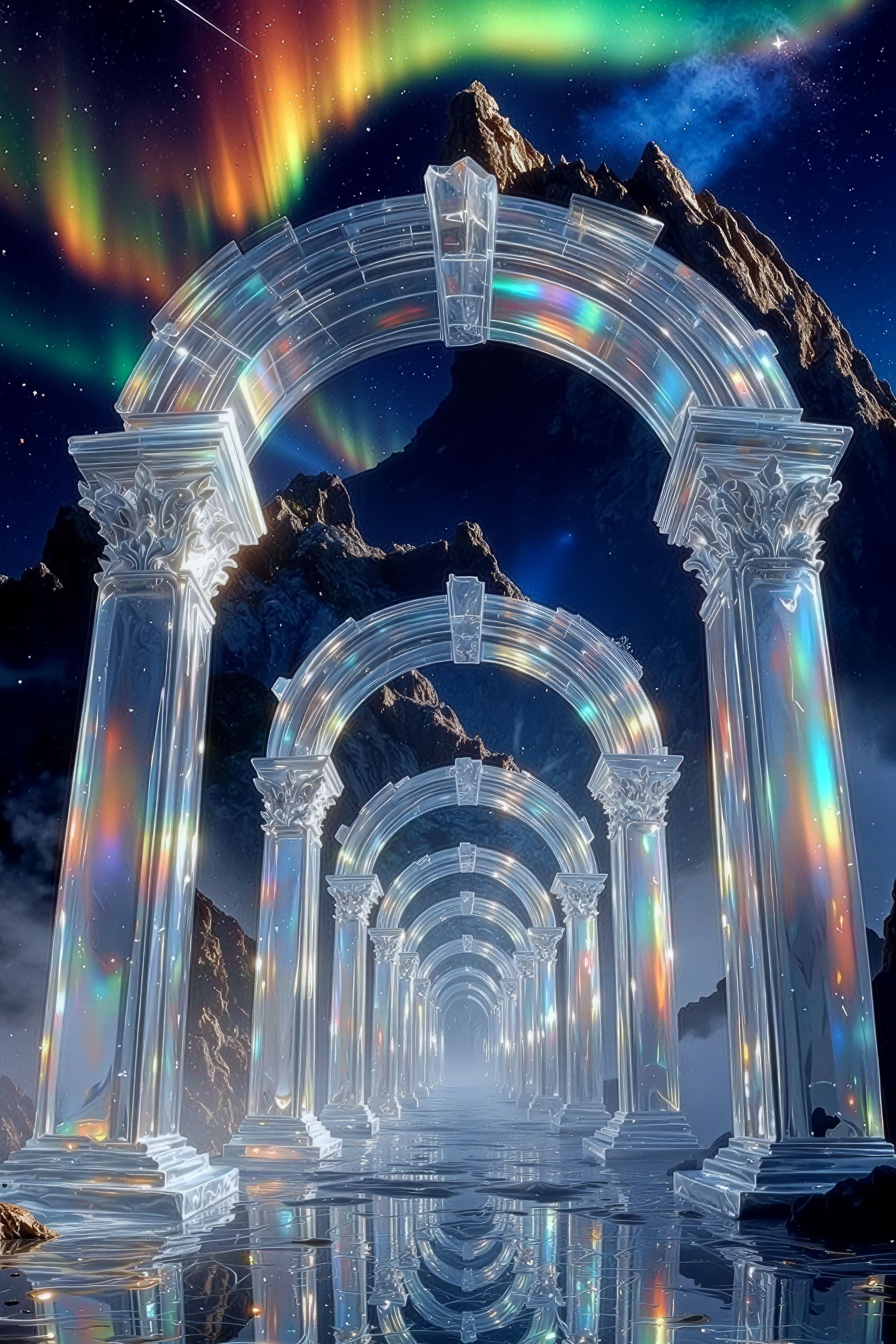 Radiant Crystal Portal Arches Wall Art