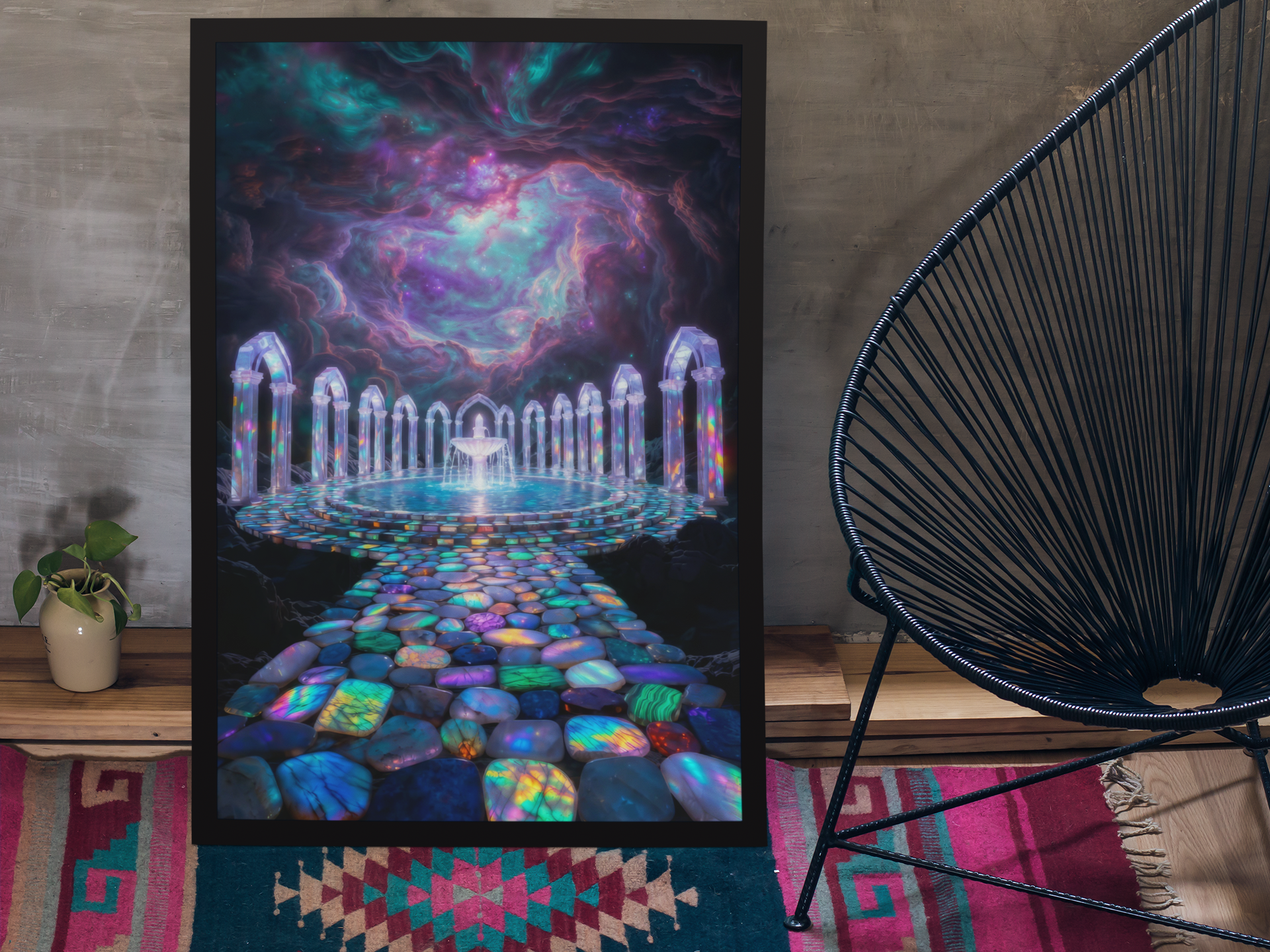 Radiant Gemstone Iridescent Fountain | High-Resolution Digital Download