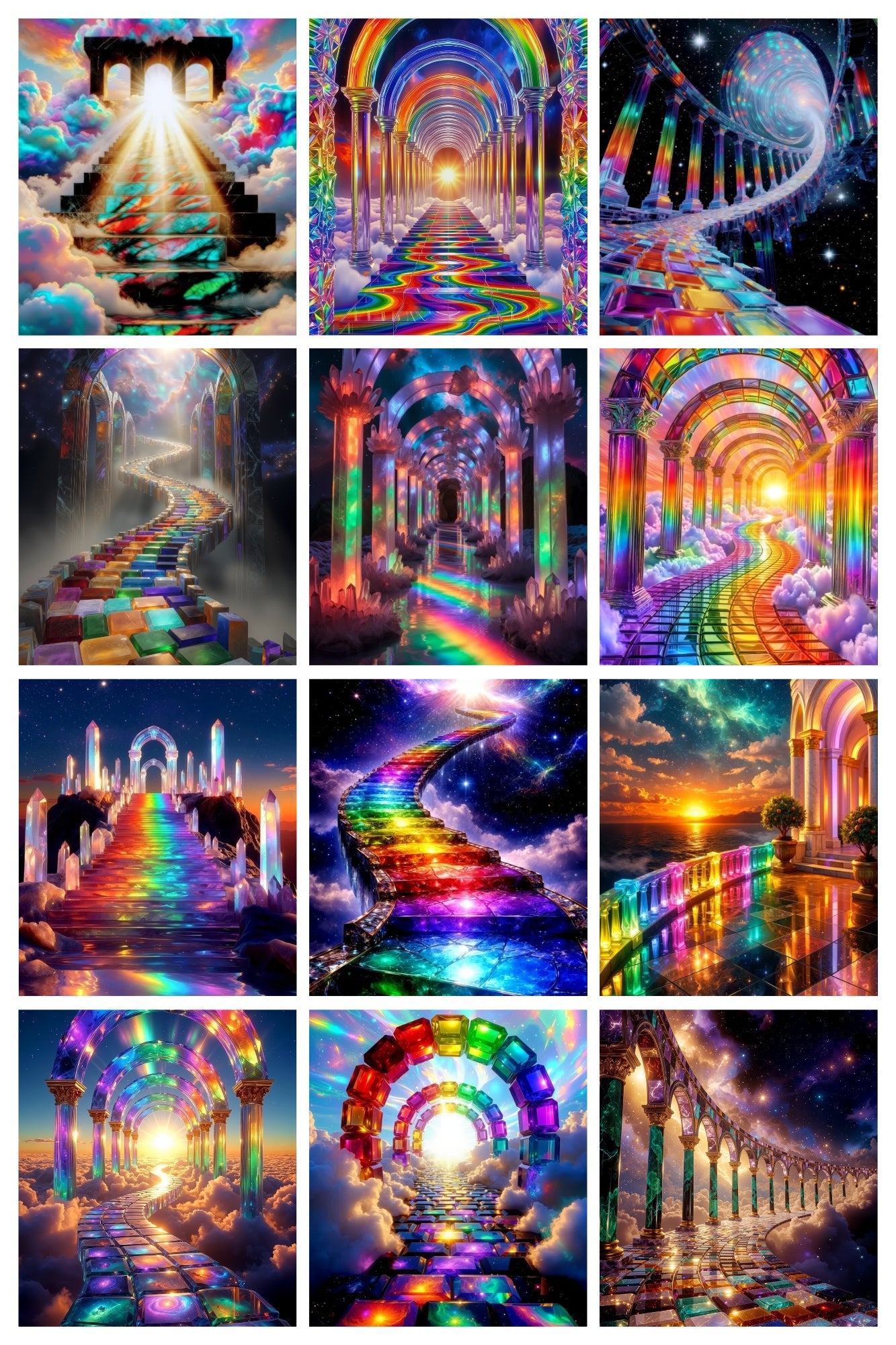 Rainbow Crystal Realms Bundle – 10 Piece Digital Collection (Rainbow Portals & Archways)