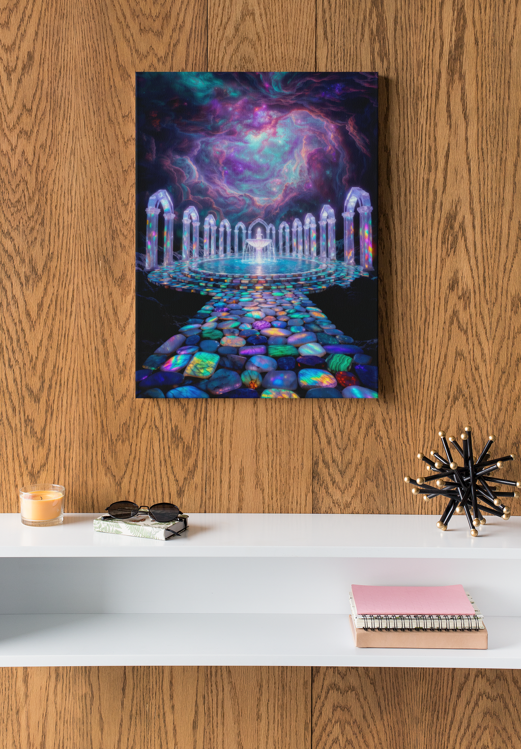 Radiant Gemstone Iridescent Fountain | High-Resolution Digital Download